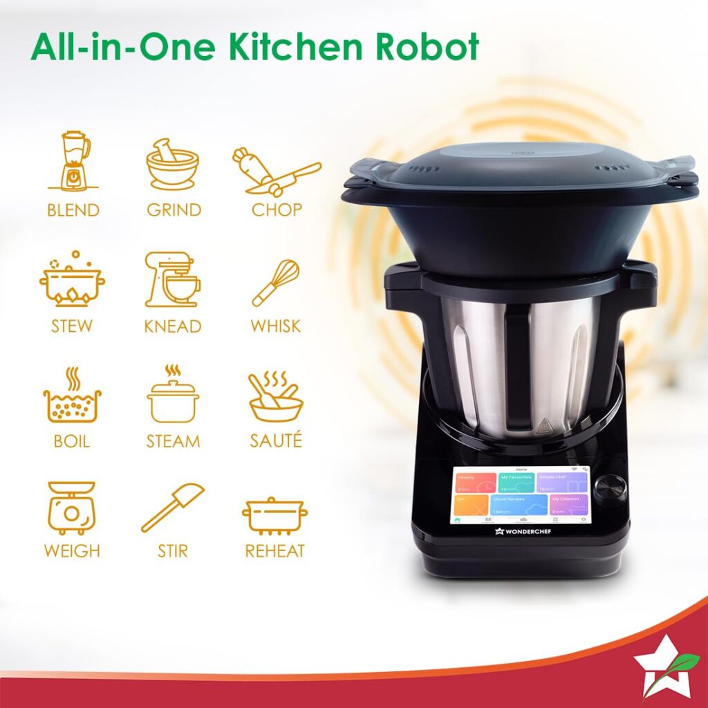 Wonderchef Chef Magic  All-in-One Kitchen Robot  Automatic Cooking Appliance  Smart Cooking Robot  Kitchen Robot with Wi-Fi  Chef Sanjeev Kapoor Recipes  Multi-Function Cooking Machine  Automatic Chopping and Cooking  Smart Kitchen Appliance  Cooking Robot with Mobile App  Kitchen Robot for Indian Cooking  All-in-One Food Processor  Automatic Stirring Machine  Smart Cooking Assistant  Wi-Fi Enabled Kitchen Robot   Smart cooking robot for home  Best kitchen robot in India  Cooking robot with chopping feature  Automatic cooking machine for Indian recipes  Wi-Fi cooking appliance  Robot chef for Indian households  Smart food processor with cooking functions  All-in-one food processor with app  Intelligent kitchen appliance  Cooking robot for busy professionals  Time-saving kitchen gadget  Cooking assistant for beginners  Digital cooking robot  App-controlled cooking machine  Indian cooking automation device  Home chef assistant robot  Robot that cooks food  One-touch cooking appliance  Touchscreen kitchen robot  Kitchen gadget with recipe app