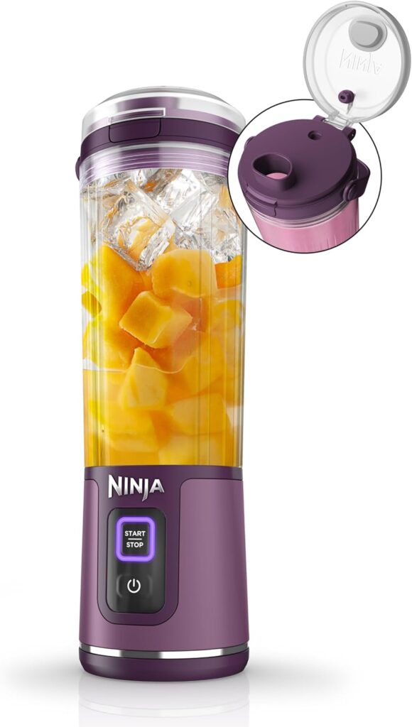 Ninja BC151PR Blender Ninja Portable Blender Cordless Personal Blender USB-C Rechargeable Blender Blender for Shakes and Smoothies Leakproof Blender Bottle BPA-Free Smoothie Blender Dishwasher Safe Portable Blender Ninja Blast Blender 18oz Personal Blender
